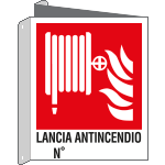 E20165BIY - cartello bifacciale lancia antincio N. EN ISO 7010