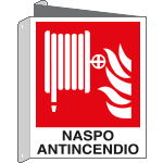 E20168BIX - Cartello bifacciale NASPO ANTINCENDIO EN ISO 7010