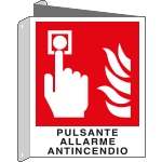 E20174BIY - cartello bifacciale pulsante allarme antincendio EN ISO 7010