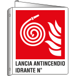 E20177BIX - cartello bifacciale simbolo lancia antincendio idrante