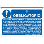 E2651 - Cartello obbligo Segnalare difetti e deficienze..EN ISO 7010