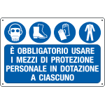 E2653 - Cartello obbligo Usare maschere scarpe guanti EN ISO 7010