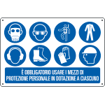 E2659 - Cartello obbligo usare mezzi di protezione personale EN ISO 7010