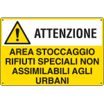 E2752 - Cartello pericolo AREA STOCCAGGIO RIFIUTI SPECIALI EN ISO 7010