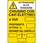 E2792 - Cartello chiusino cavi elettrici attenzione alta tens.UNI EN ISO 7010