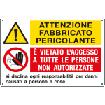 E2912 - Cartello "Attenzione fabbricato pericolante"