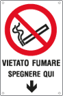 E2972 - Cartello vietato fumare spegnere qui EN ISO 7010