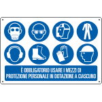 E3123S - Cartello multisimbolo usare i mezzi di protezione