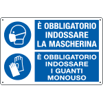 E3134 - Cartello obbligo Indossare mascherina e guanti EN ISO 7010