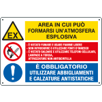 E35100 - Cartello multisimbolo "area in cui puo' formarsi atmosfera esplosiva"