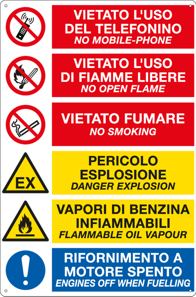 E3523 - Cartello multisimbolo E'vietato ..EN ISO 7010