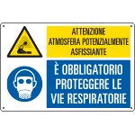 E35448 - Cartello multisimbolo atmosfera potenzialmente asfissiante EN ISO 7010