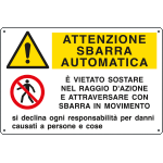 E3548 - Cartello multisimbolo ATTENZIONE SBARRA AUTOMATICA e' vietato sostare