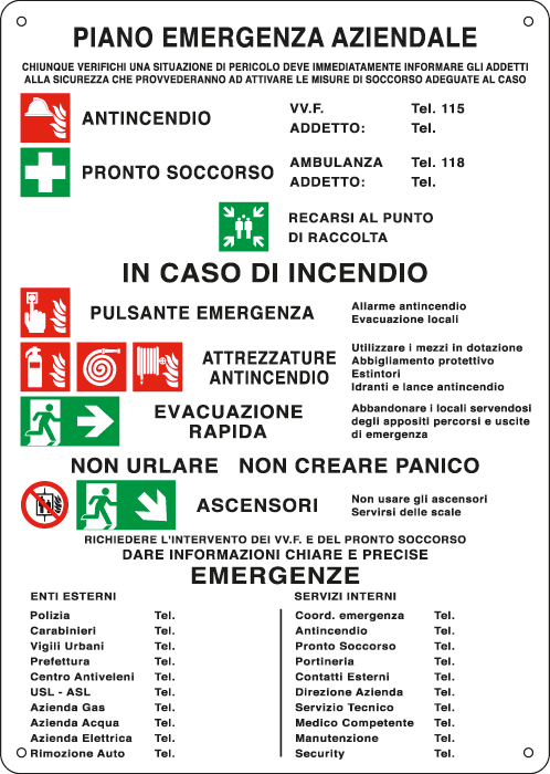 E3691 - Cartello Piano Emergenza Aziendale EN ISO 7010