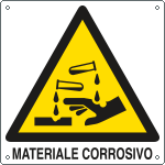 E400503KS - Etichetta adesiva pericolo materiale corrosivo EN ISO 7010