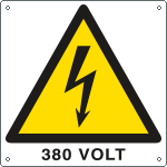E400702KS - Etichetta autoadesiva pericolo 380 volt EN ISO 7010