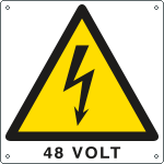 E400724KS - Etichetta autoadesiva pericolo 48 Volt EN ISO 7010