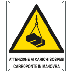 E410802X - Cartello pericolo carichi sospesi carro ponte EN ISO 7010