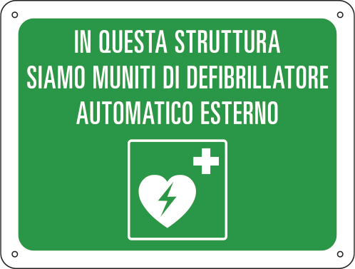 E4810S - Etichetta IN QUESTA STRUTT. SIAMO MUNITI DI DEFIBRILLATORE EN ISO 7010