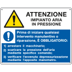 E49201F - Cartello Attenzione Aria In Pressione  EN ISO 7010