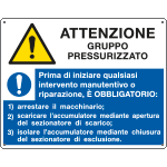 E49202F - Cartello Attenzione Gruppo Pressurizzato EN ISO 7010