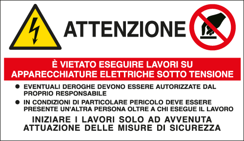 E49530E - Cartello E' vietato eseguire lavori su apparecchiature elettr.ISO 7010