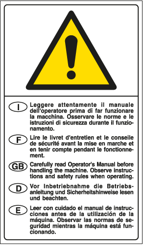 E49538E - Cartello Leggere attentamente il manuale prima di ...EN ISO 7010