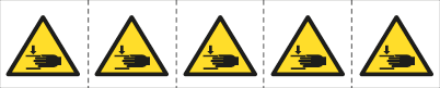 E49616MS - foglio n.5 etichette adesive 60x60 Pericolo schiamento .....EN ISO7010