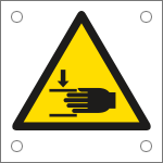 E49616N - Cartello alluminio pericolo schiacciamento mani EN ISO 7010