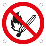 E49705M - Cartello bordo macchina divieto uso fiamme libere EN ISO 7010