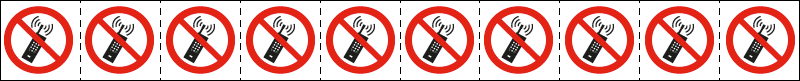 E49738NS - Foglio n. 10 etichette adesive 30x30 vietato uso telefono..EN ISO 7010