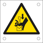 E49811M - Cartello bordo macchina pericolo schiacciamento mani....EN ISO 7010