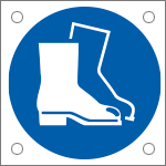 E49855M - Cartello bordo macchina  obbligo uso calzature sicurezza EN ISO 7010