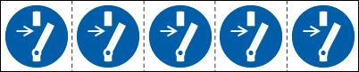 E49873MS - foglio n.5 etichette adesive 60x60 Obbligo sconnettere imp.EN ISO 7010