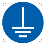 E49880N - Cartello bordo macchina  obbligo messa a terra EN ISO 7010