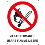 E620501K - Cartello divieto vietato fumare e/o usare fiamme EN ISO 7010