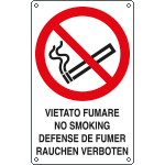 E630102K - Cartello divieto vietato fumare 3 lingue EN ISO 7010