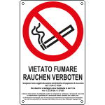 E630106W - Cartello divieto fumare rauchen verboten.. EN ISO 7010