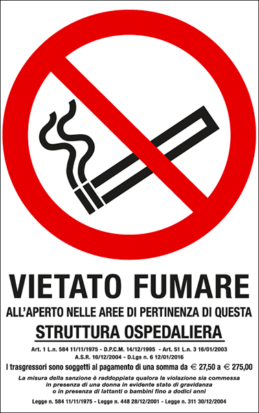 E630107X - Cartello vietato fumare all'aperto in strutture ospedaliere.....
