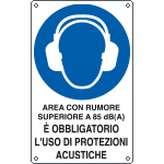 E635601X - Cartello Zona >85db obbligo protezioni acustiche EN ISO 7010