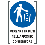 E637701W - Cartello obbligo versare i rifiuti in apposito contenitore EN ISO 7010