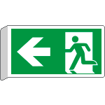 E715101BK - Cartello BIFACCIALE uscita di emergenza freccia a sinistra EN ISO 7010