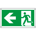 E715101KS - etichetta uscita di emergenza freccia a sinistra EN ISO 7010