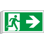 E715102BK - Cartello BIFACCIALE uscita di emergenza freccia a destra EN ISO 7010