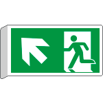 E715105BK - Cartello BIFACCIALE uscita di emergenza freccia alto a sx EN ISO 7010