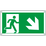 E715108K - Cartello uscita di emergenza freccia in basso a destra EN ISO 7010