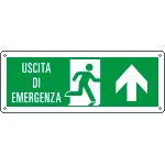 E720103KS - Etichetta uscita di emergenza freccia avanti Uscita Em. EN ISO 7010