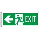 E720201BK - Cartello BIFACCIALE  uscita di emergenza freccia sx EXIT  EN ISO 7010