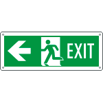 E720201XS - etichetta uscita di emergenza freccia sinistra con EXIT EN ISO 7010