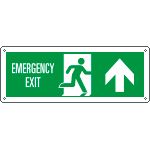 E720303KS - Etichetta uscita di emergenza freccia avanti Uscita Em. EN ISO 7010